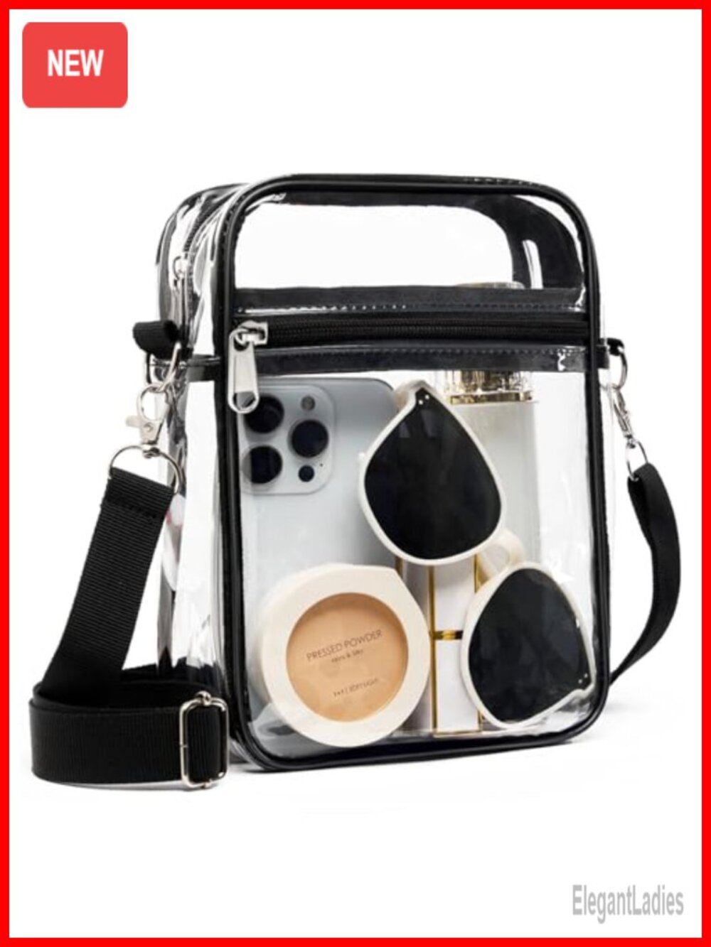 Clear Crossbody Purse Thick Waterproof PVC Stadium Approved Adjustable Strap